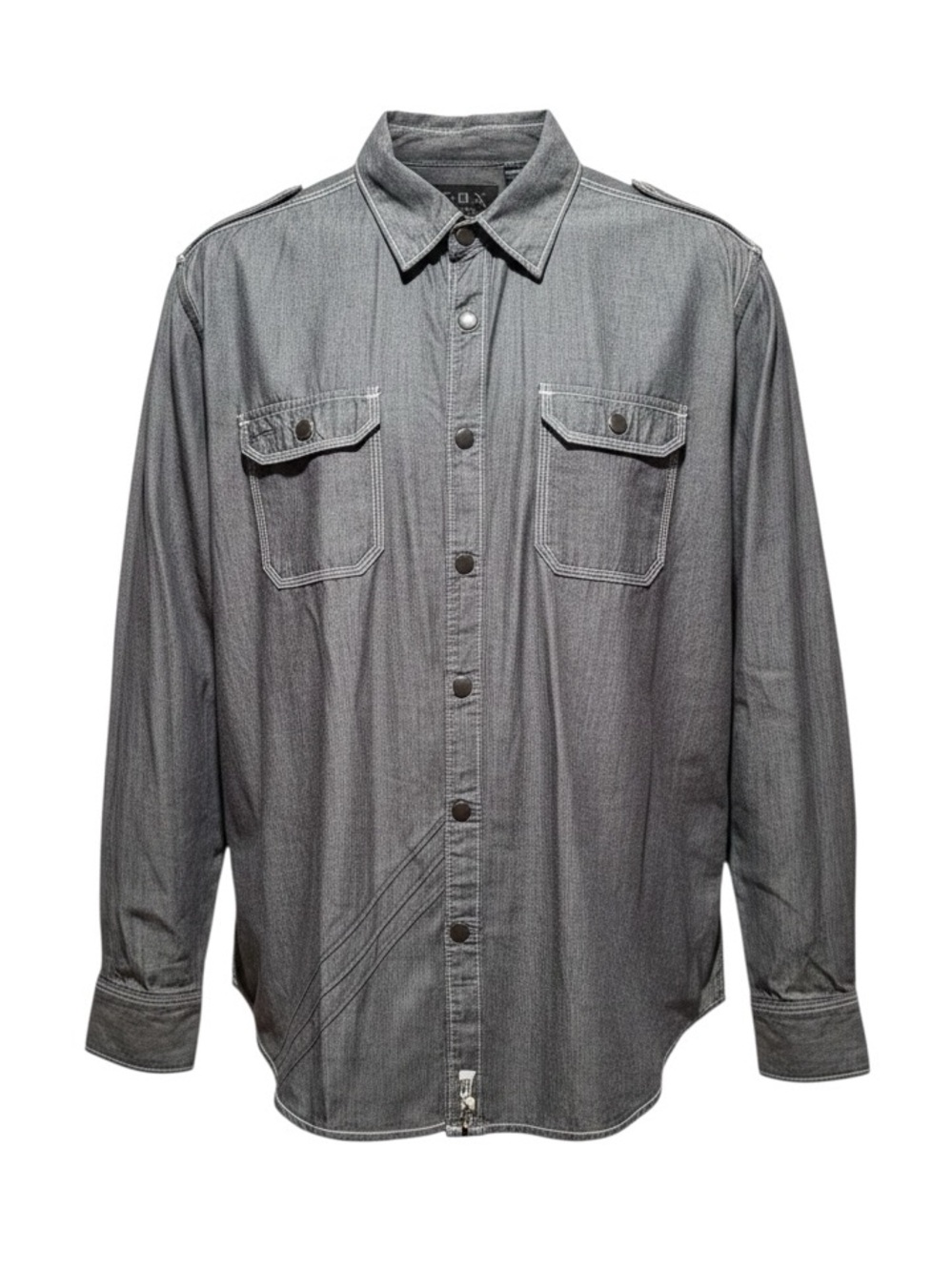 Fox Men's Gray Button-Down Utility Shirt